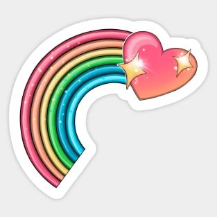 Rainbow and heart Sticker